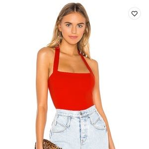 Superdown — Red Halter Bodysuit